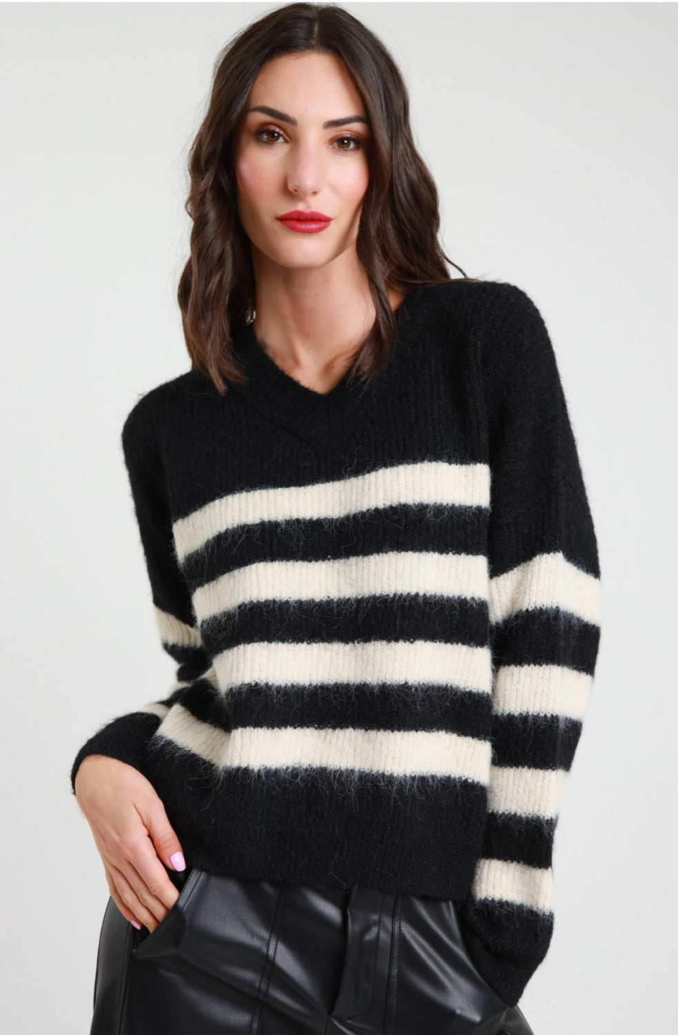 SUSY MIX MAGLIA RIGHE SCOLLO V