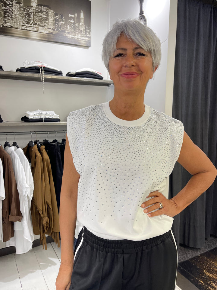 T-shirt strass spallina