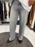 Jeans dritto grigio strass