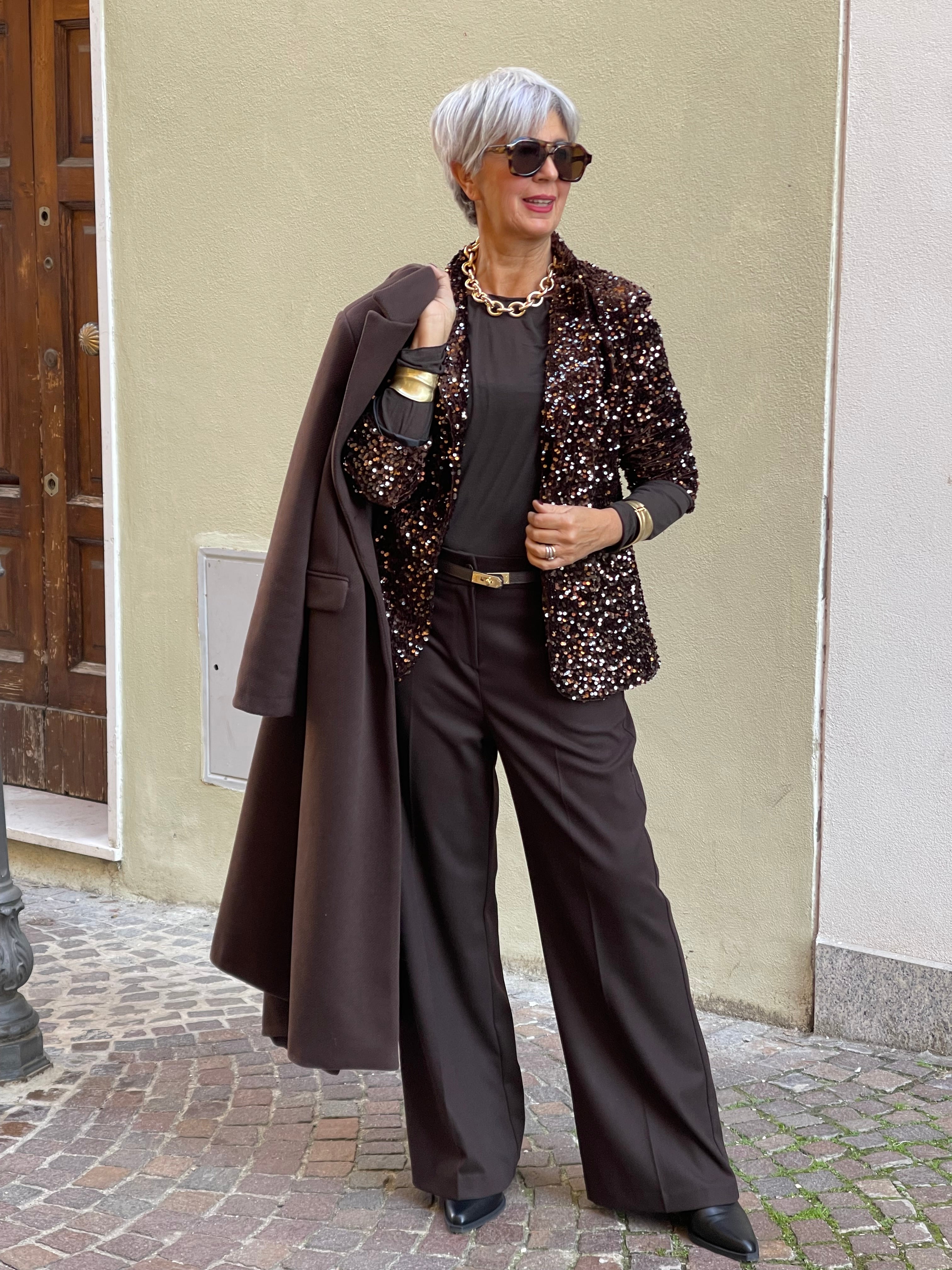 JAJIE GIACCA PAILLETTES MORO